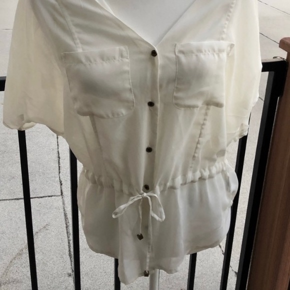 Jessica Simpson White Sheer Blouse S - Picture 3 of 7